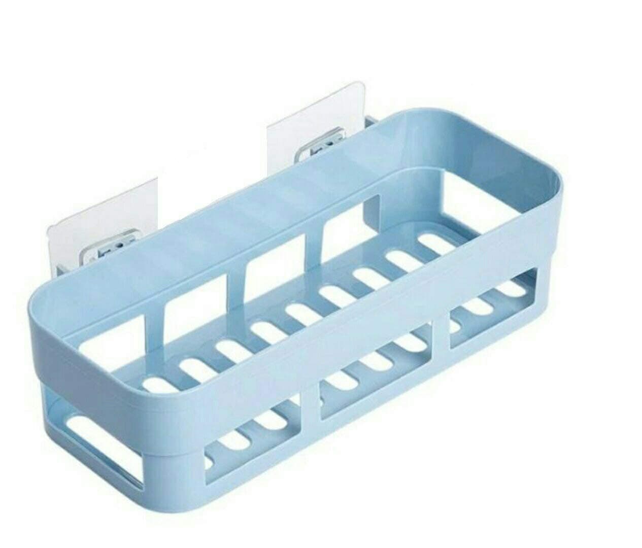 Hojo Kitchen Shelf Storage Rack Self Adhesive Traceless Rectangular Box Organizer Plastic Hanging Toilet Bathroom Desktop Wall Mount No Driling Required (Multicolor)