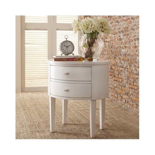 Modern 2-drawer Oval Wood Accent Table Color Options Includes Cross Scented Candle Tarts (White)