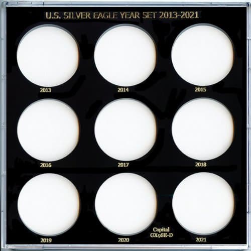 Capital Plastics 9-Coin Holder U.S. Silver Eagle Year Set 2013-2021 - Black
