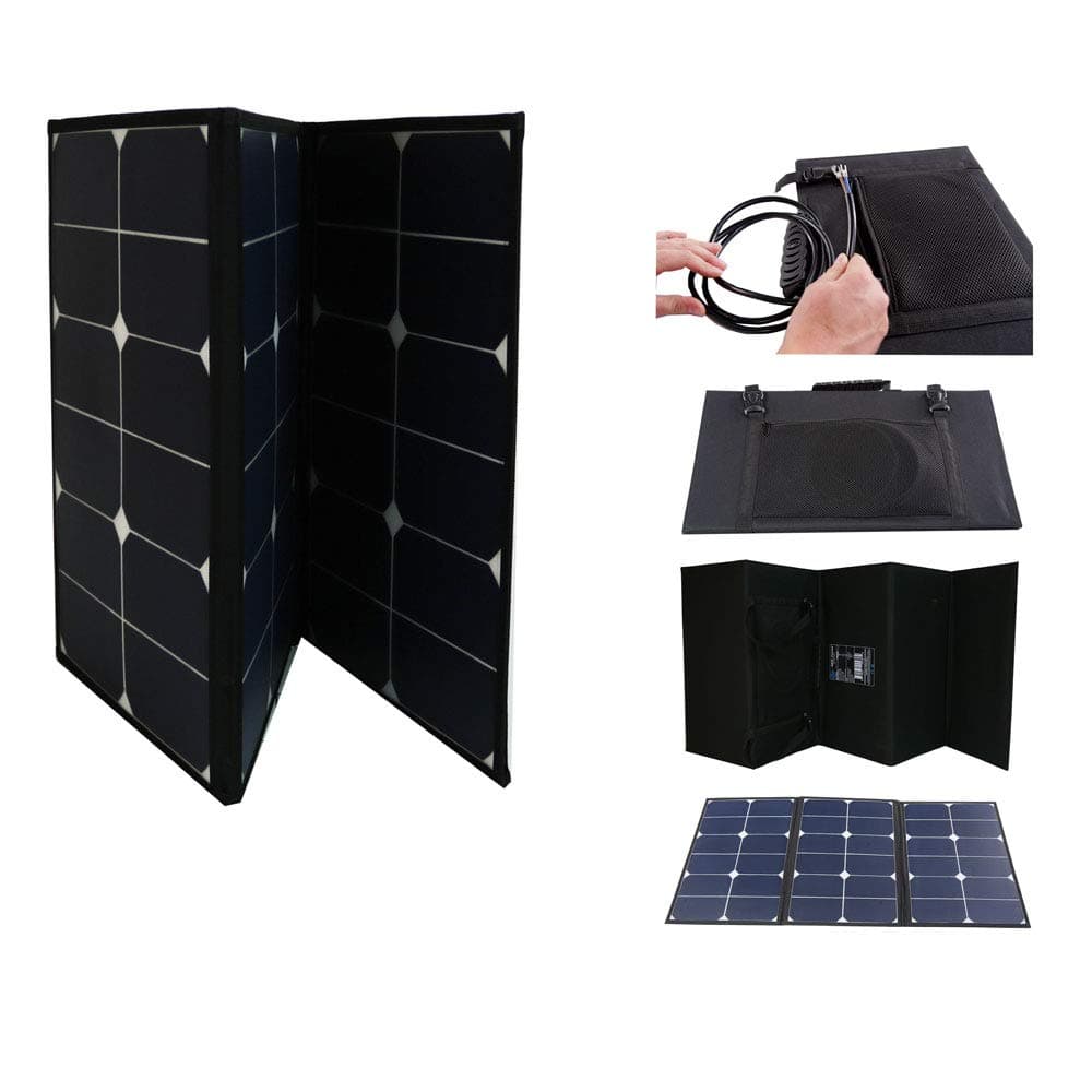 AIMS Power PV60CASE 60-Watts Portable Foldable Solar Panel with Built in Carrying Case Monocrystalline, Weather Resistant, Reverse Current Protection, 6ft Built-in Solar Charge Controller Cable