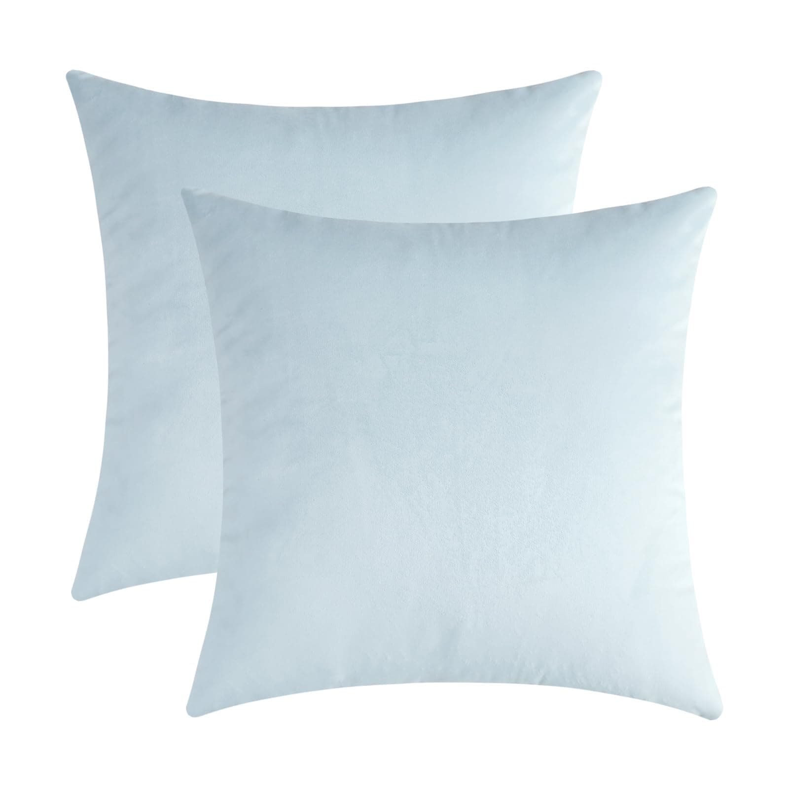 mixeoo Comfy Baby Blue Decorative Throw Pillow Covers Square Velvet Super Soft Couch Cushion Cases for Living Room Sofa Decor, Set of 2, 18 x 18 Inch