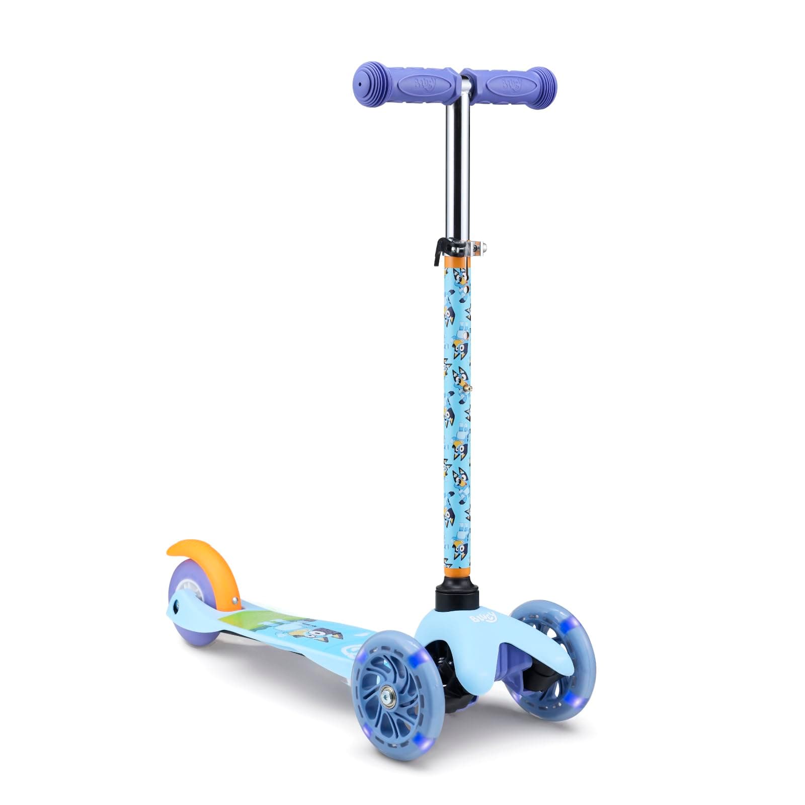 Self Balancing Kick Scooter with Light Up Wheels, Extra Wide Deck, 3 Wheel Platform, Foot Activated Brake, 75 lbs Limit, Kids & Toddlers Girls or Boys, for Ages 3 and Up