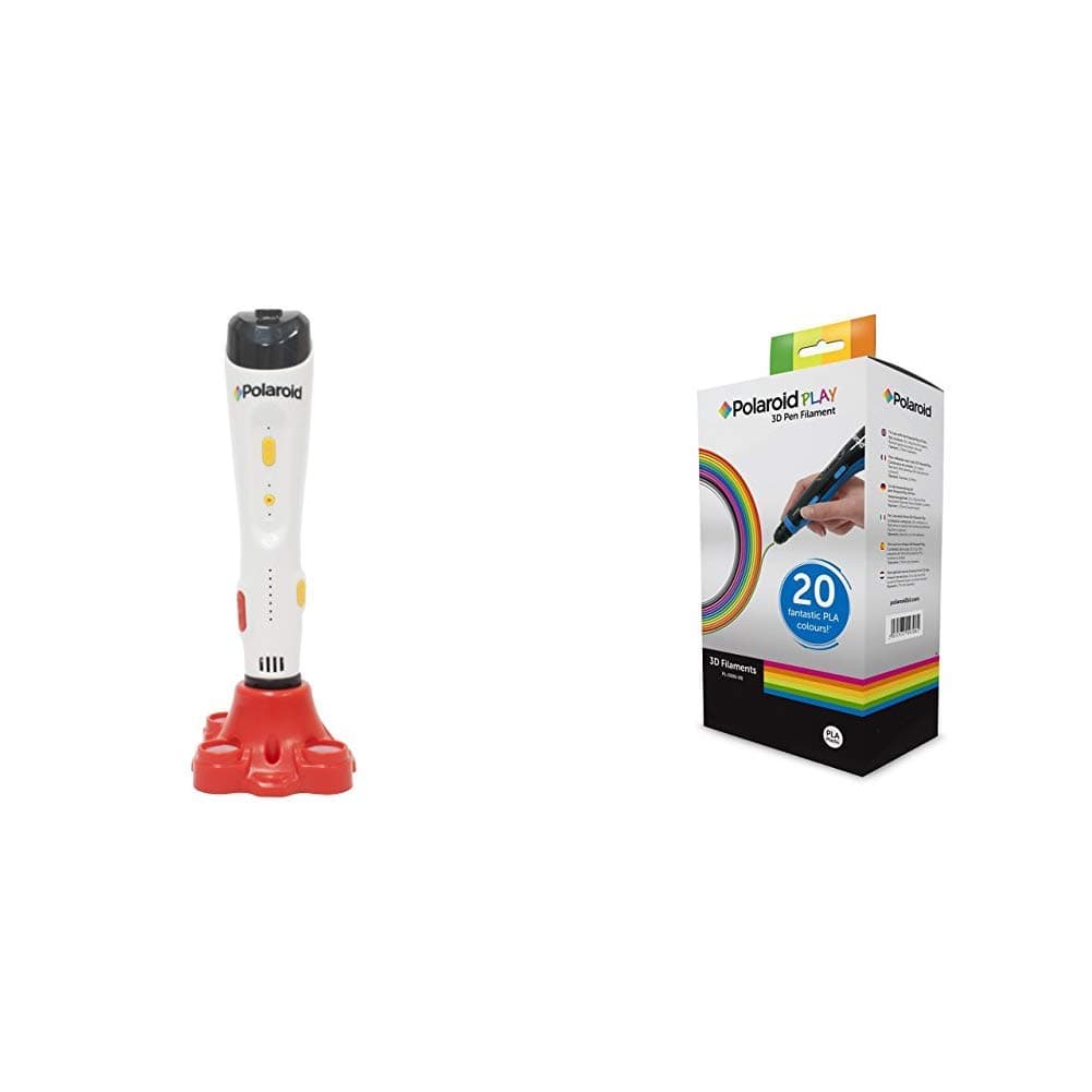 Polaroid 3D Fast Play 3D Pen with PLA Starter Kit & Free App for Apple and Android & 3D PLA Root Play 20 Filament Pack - 20 bright colors 20 x 5m - 1.75mm diameter