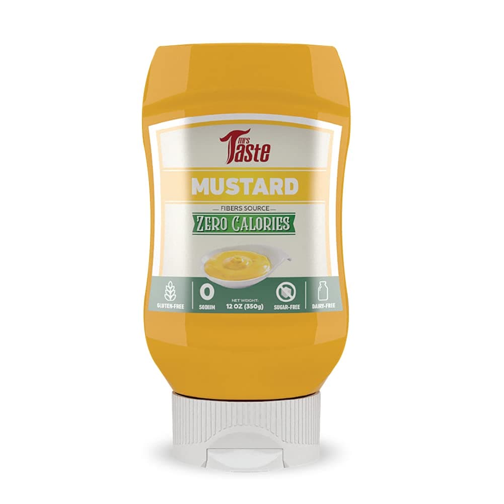 Mrs Taste Sugar Free Mustard, Zero Calories, Zero Sodium, Zero Sugar, High Fiber, Keto Friendly, Paleo Friendly, Condiments and Sauces (12 oz, Mustard)