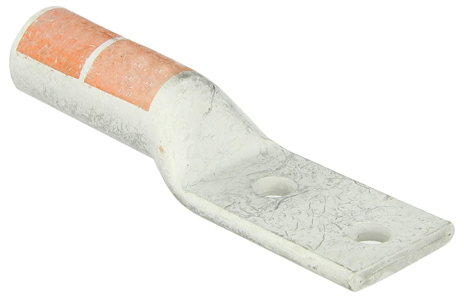 Burndy YA402N Two Hole Hylug Code Conductor Long Barrel Copper Compression Terminal, 800 kcmil Conductor, 1/2" Stud Hole Size, 1-3/4" Stud Hole Spacing, 1.95" Tongue Width, 6.95 Length, Orange