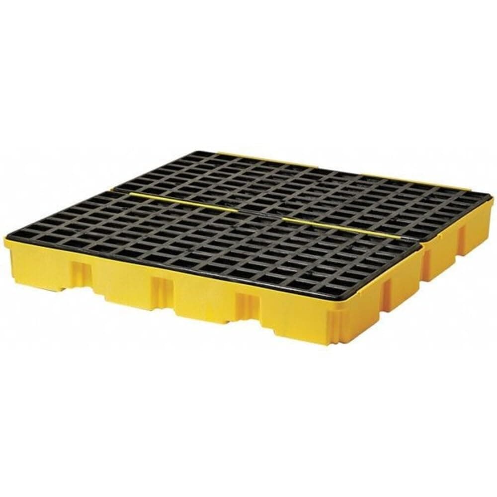 Eagle Square 4 Drum Spill Platform with Forklift Pockets, 52.5"x51.5"x6.5", 60 Gallon Sump, 10,000 lbs. Load Capacity Containment Tray, Made in USA, Yellow, 1634