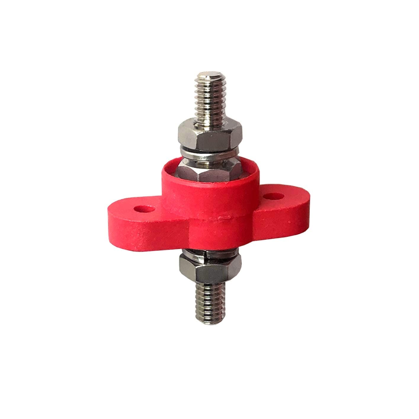 MGI SpeedWare 5/16" Feed-Thru Stud Junction Block Power Post for 12V 24V Automotive and Marine Battery Accessories Connections (Red)