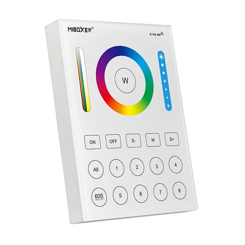 LGIDTECH B8 Miboxer 8-Zone RGB+CCT Wall Mounted Panel Controller Powered by AAA Batteries for RGB+CCT LED Bulb,Downlight,Flood Light,Controller(Except 8W,FUT037,038,039)