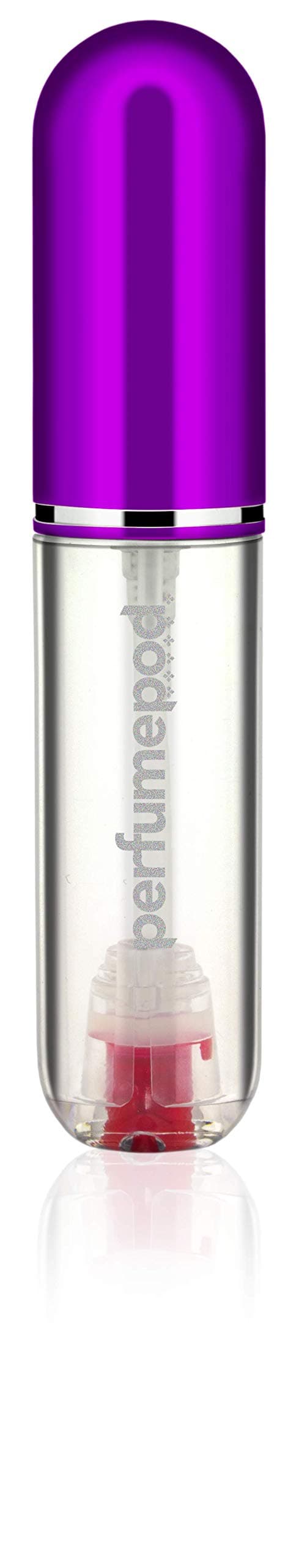 Travalo Pod Pure Perfume Atomizer - Leak-Proof and TSA Approved for Air Travel - Reusable and Airtight Easy-Fill Mini Pump Sprayer - Lightweight, Clear Body, Fun Colorful Lid - Purple 0.17oz