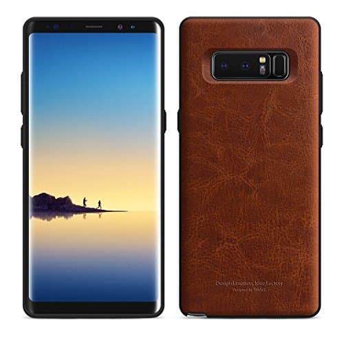 Galaxy Note 8 Case [Tridea] Power Guard Premium Synthetic Leather Bumper [Shock Resistant][Scratch-Resistant] Case for Samsung Galaxy Note8 (2017) [Brown]