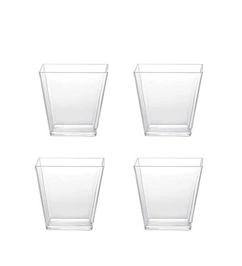 Sohapy 40 Pack 5 oz Tall Square Food Grade Clear Plastic Dessert Tumbler Cups for Tiramisu,Cakes,Ice cream,Parfait, Dip, Sundaes,and Cookies