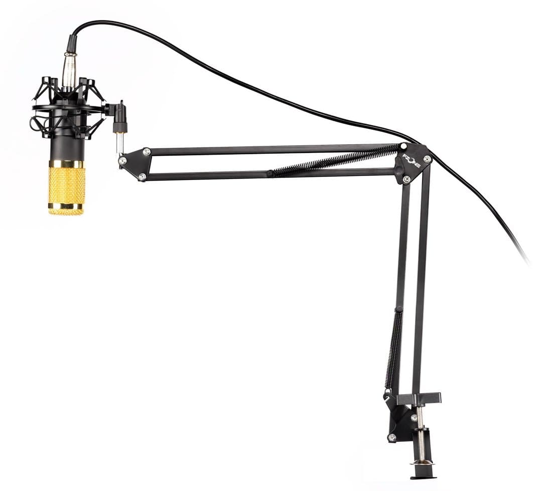 ALNEO Essentials Condenser Microphone Set Including Shock Mount Microphone Holder Shock Mount Microphone Cable XLR to 3.5 mm Mini Jack, Windscreen, and Microphone Boom Arm with Table Clamp for PC, Laptop, Computer, Gaming Youtube Video Chat Home Recording Broadcasting, Karaoke etc