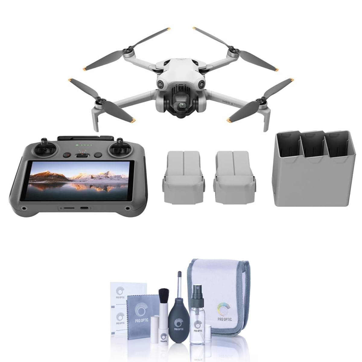 DJI Mini 4 Pro Drone Fly More Combo Plus With High Capacity Batteries, Bundle with Cleaning Kit