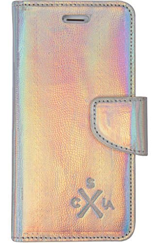 Candywirez Case Study Vegan Leather Wallet with Detachable iPhone 6 Plus/6s Plus Case - Metallic Silver Snake