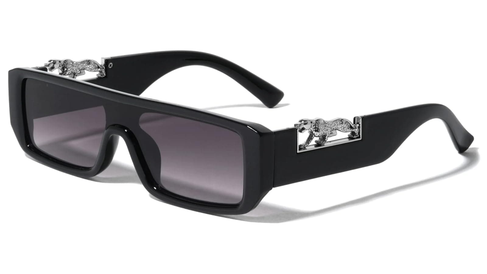 Dweebzilla Slim Sleek Metal Jaguar Cut Out Retro Rectangular Sunglasses