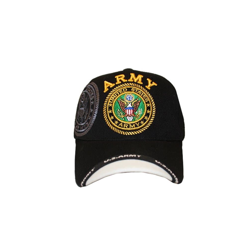 Hat Reserve Cool Black US Army Emblem Cap with 2 Tone Colored Brim