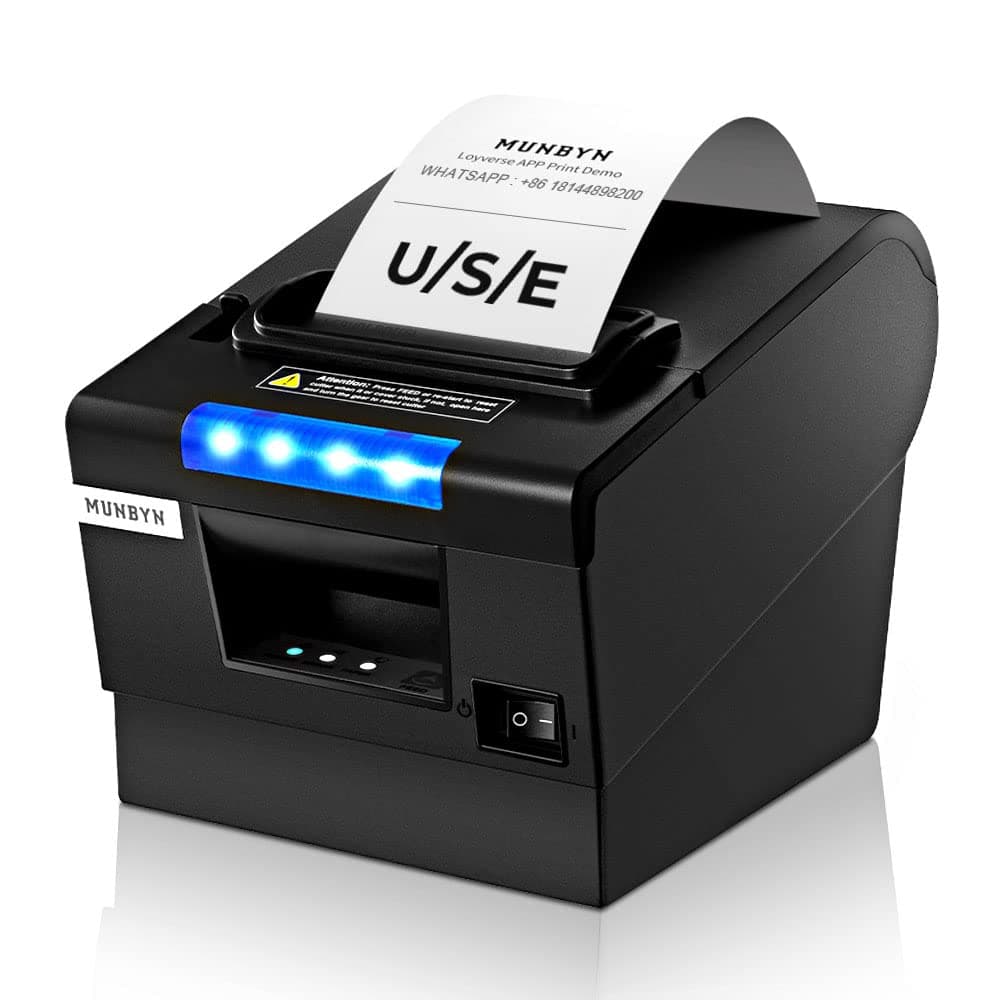 Receipt Printer P068, 3 1/8" 80mm Direct Thermal Printer, POS Printer with Auto Cutter - Thermal Receipt Printer with USB Serial Ethernet Windows Driver ESC/POS Support Cash Drawer