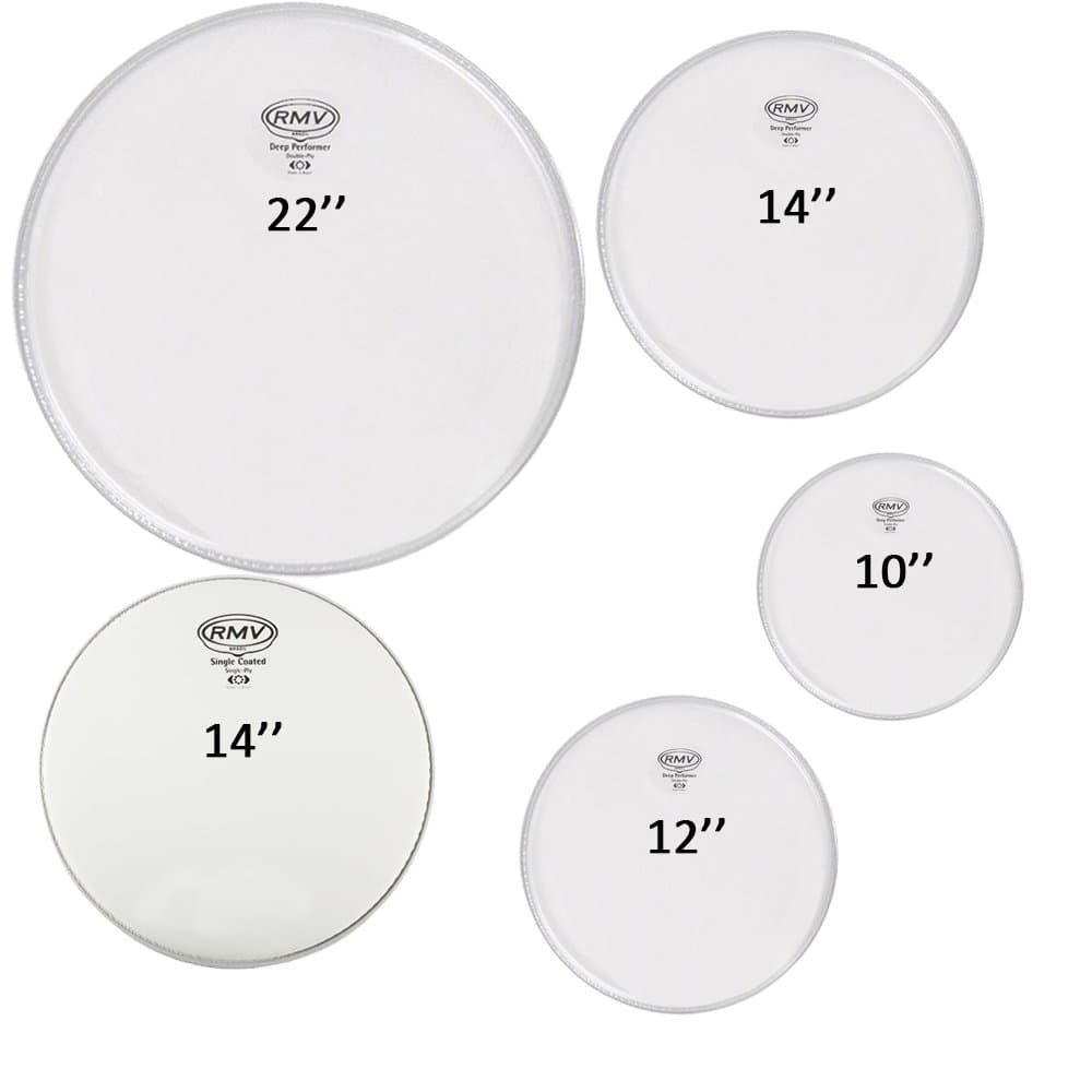 RMV Set Deep Performer with Bass Drum Head 22" Drumhead Pack. PKC2200 Made in Brazil