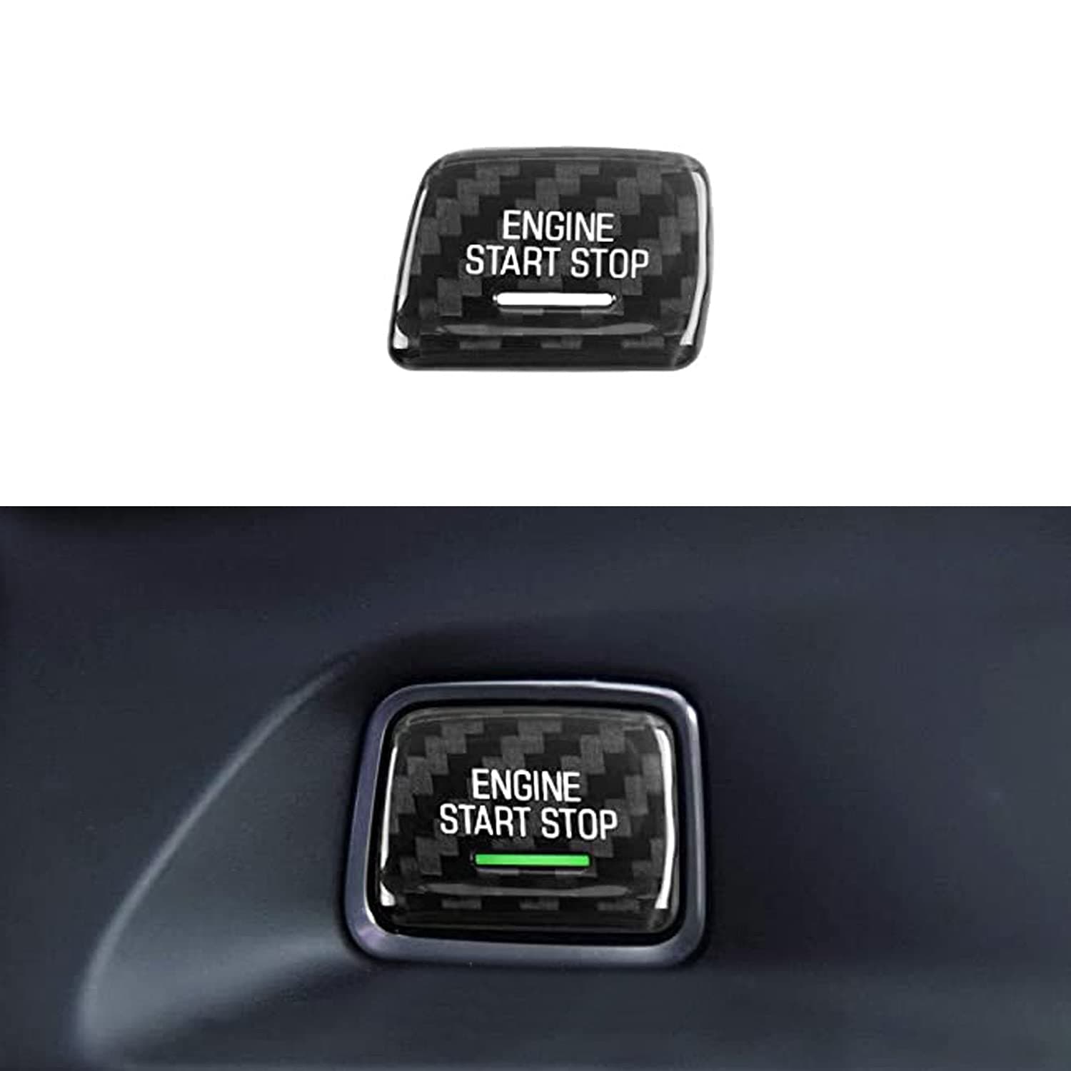 MICROCK Engine Engine Start/Stop Push Start Button Cover for 2014-2019 Chevy C7 Corvette, for 2016-2024 Chevrolet Camaro, Real Carbon Fiber