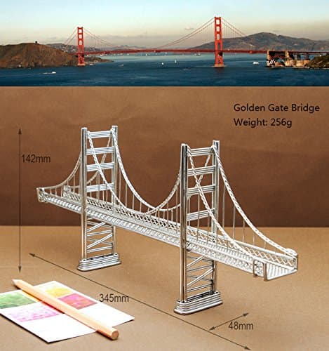 Ointime Stainless Model Achitectures Mesh Art Craft for Home&Office Decoration,Golden Gate Bridge