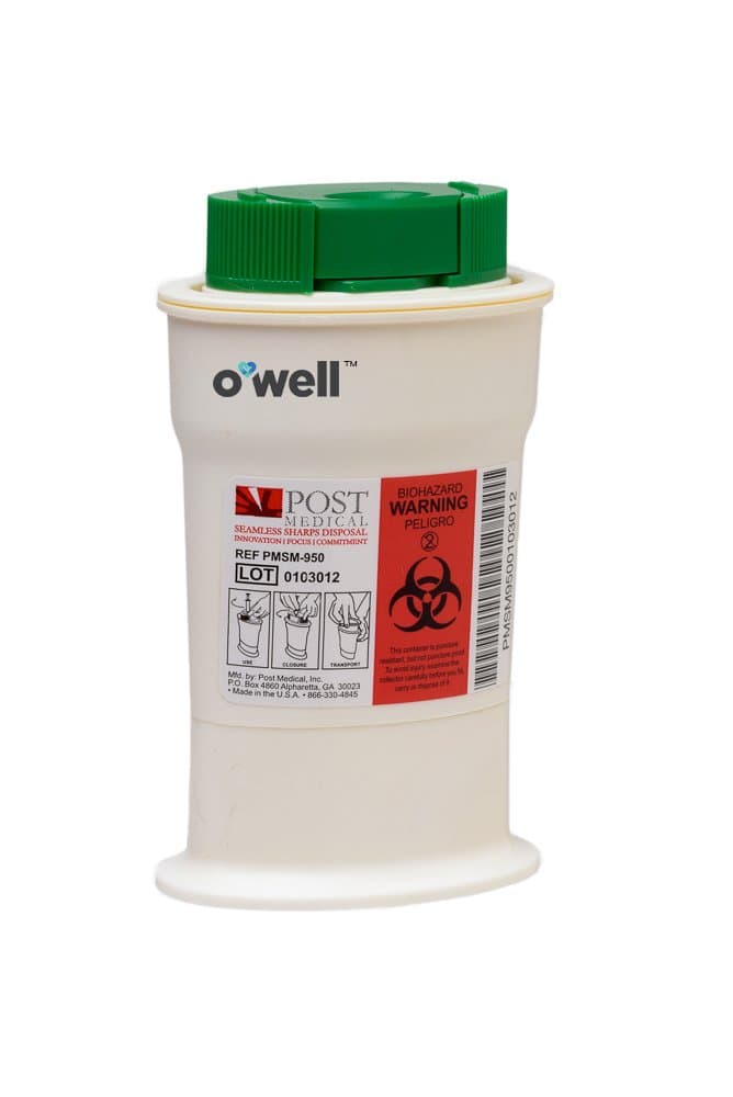 Mini Sharps Container with Built-in Clipping Biohazard Cap for Portable Disposal of Blood Glucose Test Strips, Needle Tips & Whole Lancets (Not for Disposal of Whole Syringes)