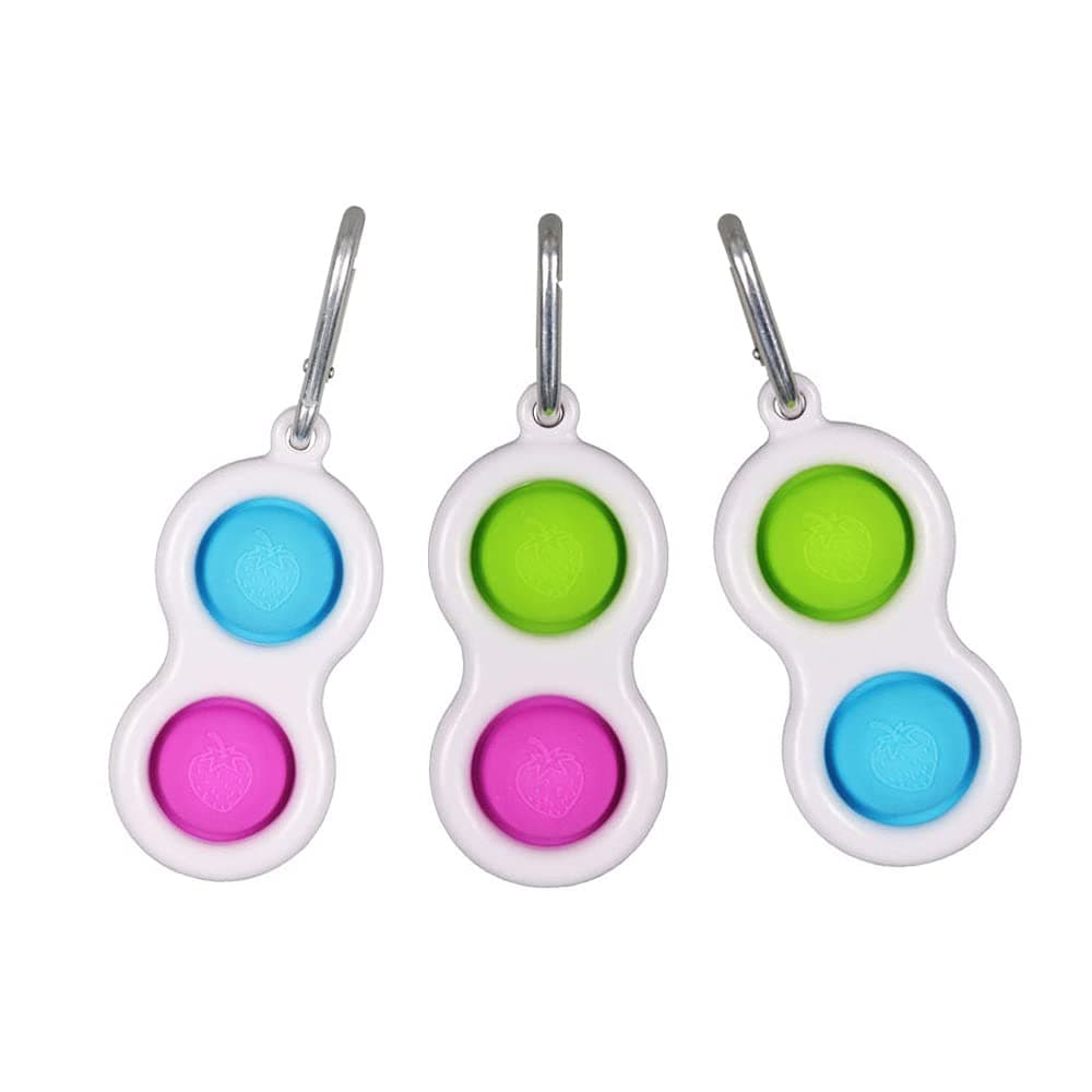 HAOYA 3PCS Simple Dimple Fidget, Mini Silicone Push Pop Bubble Keychain, Decompression Toy for Kids and Adults(Two-color)