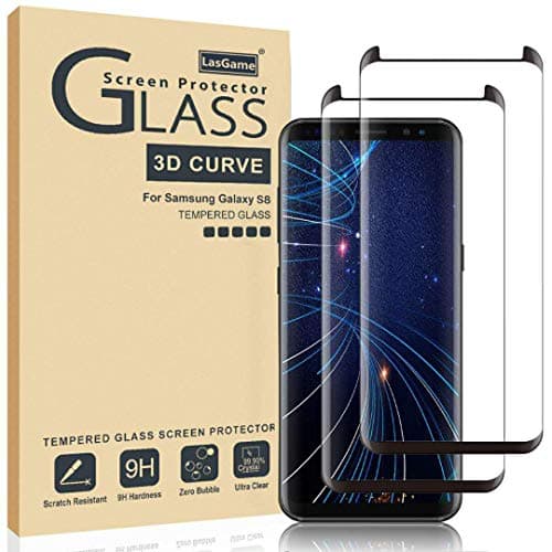 LasGame Glass Screen Protector for Samsung Galaxy S8,[2 Pack] 3D Curved Tempered Glass, Dot Matrix with Easy Installation Tray, Case Friendly