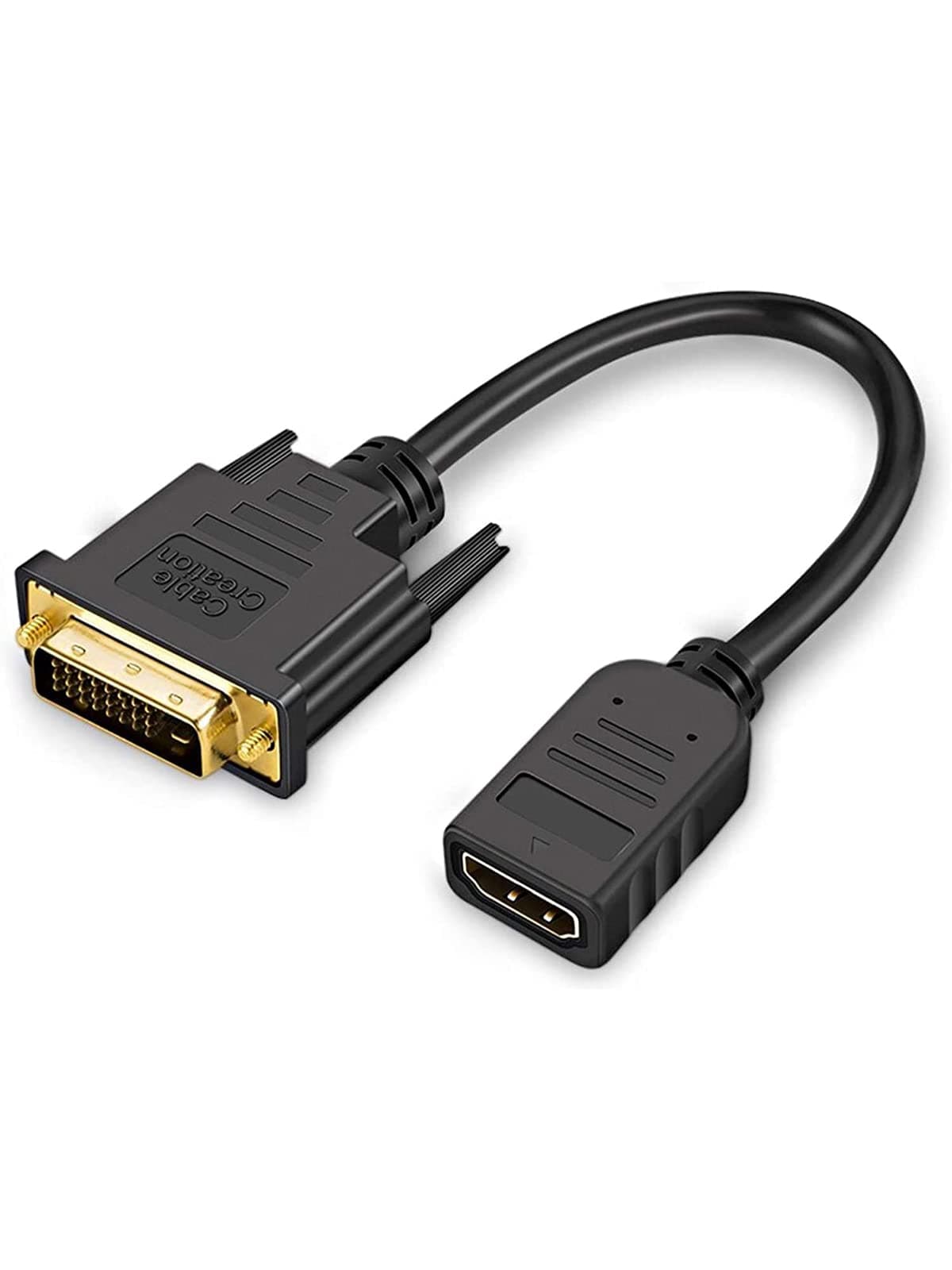 CableCreation DVI to HDMI Cable 0.5ft, Short Bi-Directional HDMI Female to DVI-D(24+1) Male Adapter, 1080P DVI-D to HDMI Conveter for PC, TV Box, PS5, Xbox