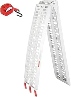 TUFFIOM 7ft Aluminum Foldable Loading Ramp/Truck Ramp, 750 lbs. Capacity for Motorcycle/Dirt Bike/Trailer/ATV/UTV/Garden Tractor/Lawn Mower, Single 1 pc (Meshed 7Ft)