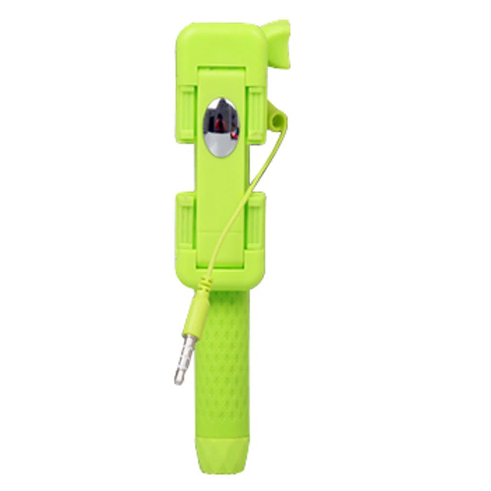 All-in-One Compact Lightweight Pen Size Selfie Stick with Wired Cable, Green