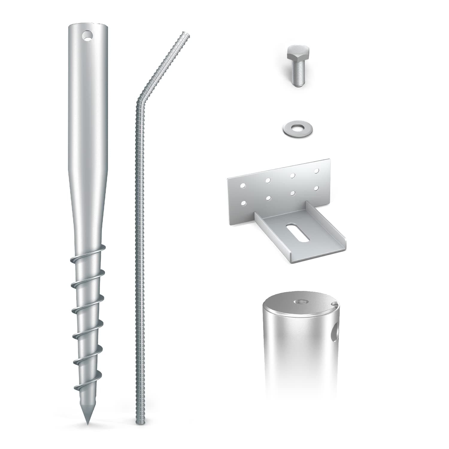 Maxerio Basic Multi-Set Schraubfundamente Schraubfundament Screw Base, galvanised, 18er