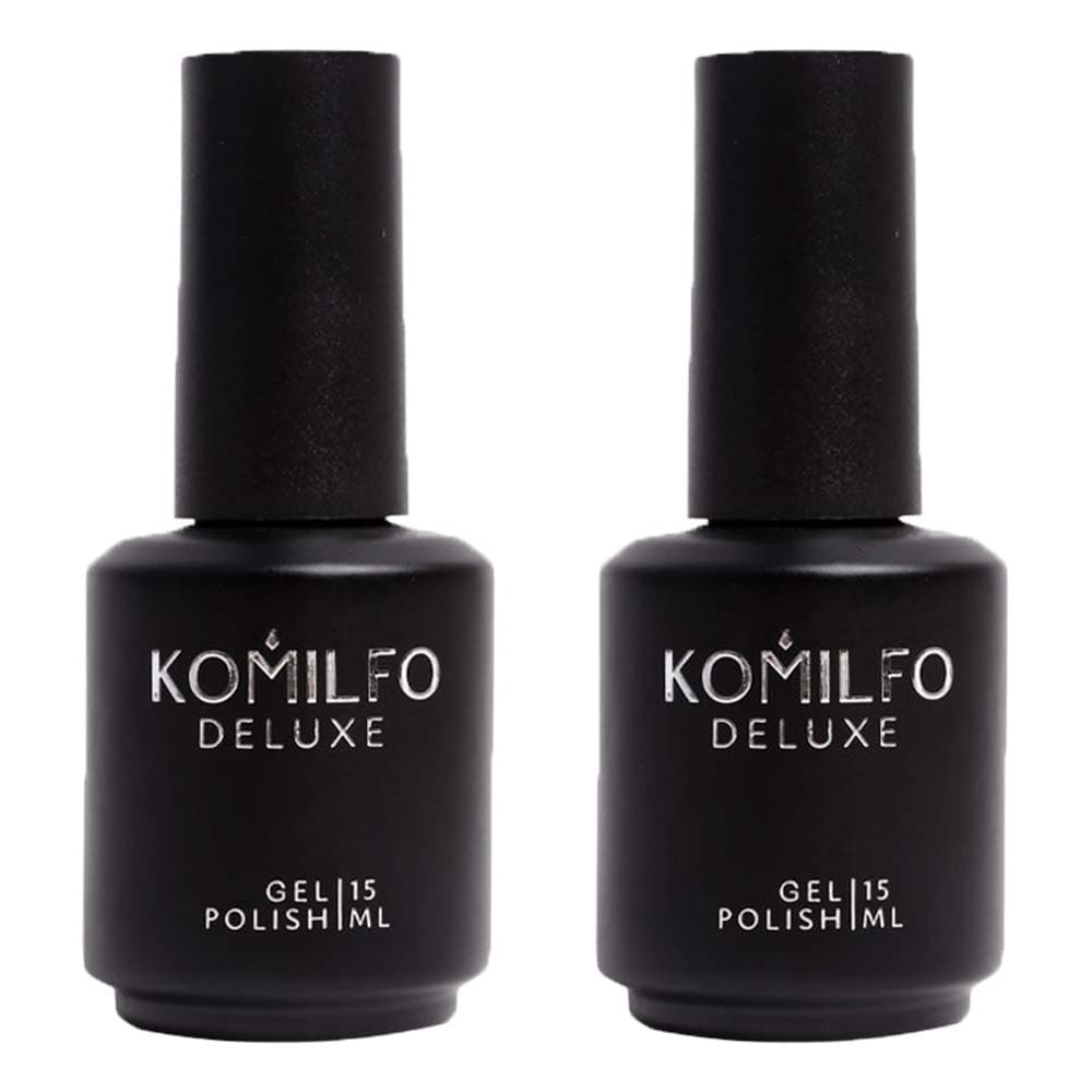 KOMILFO SET 2 bottles Rubber BASE 15ml. + TOP NO WIPE Coat 15ml. (0.5 Fl Oz) NO UV Filters, Without a sticky layer and UV filters, Gel Soak Off Original