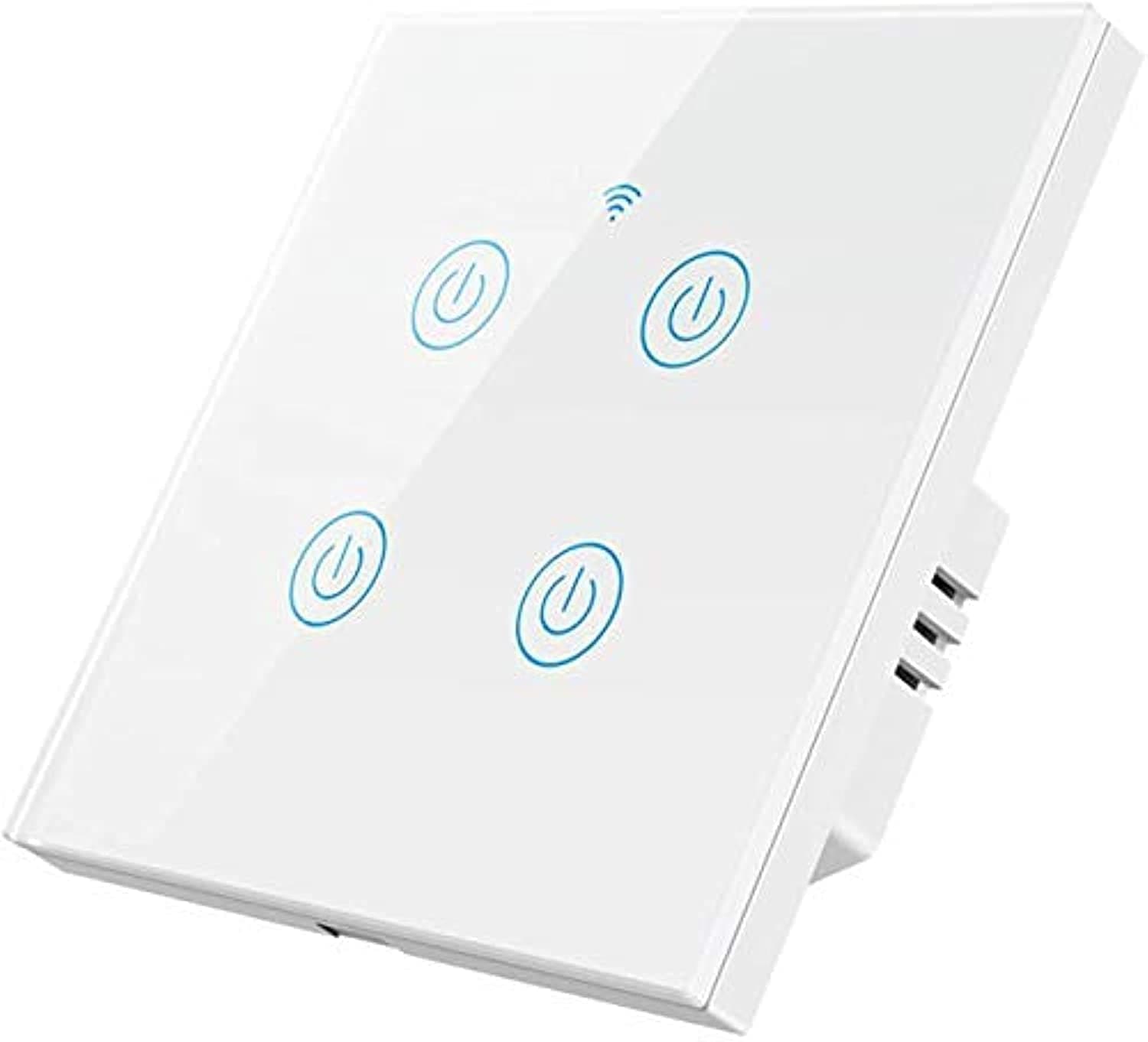 YYKJ WiFi Smart Wall Light Switch for Alexa and Google Home (4 Gang)