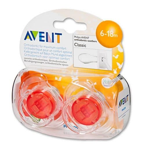 Philips Avent 6-18 Months Red Translucent Soothers Dummies Scf170/22 New 2 Pack