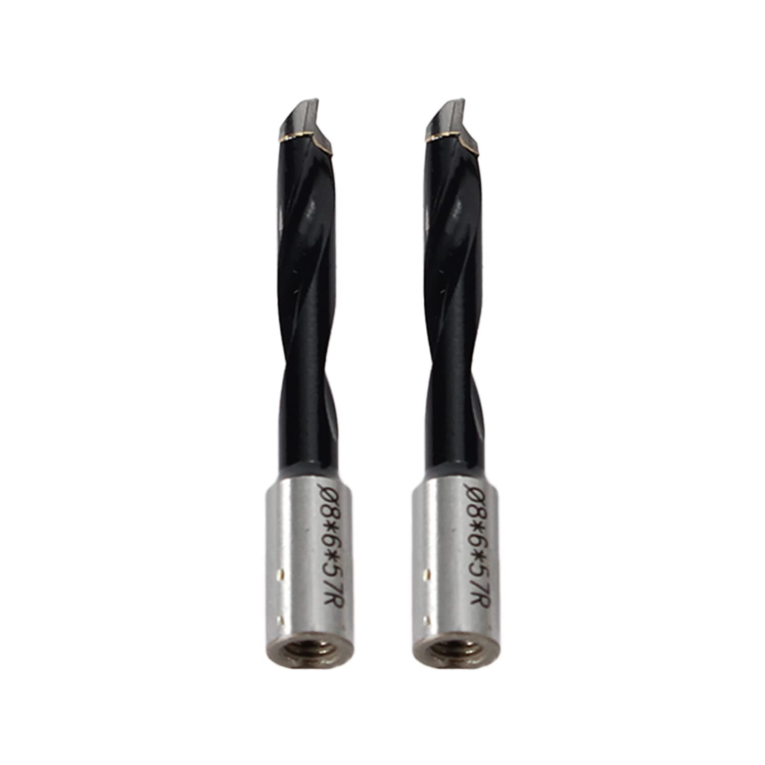 AONLLEN Dual-Spindle Wood Doweling Jointer Drilling Bits,2pcs 6mm Dia x 57mm L x 8mm S Carbide Tipped R/H Rotation