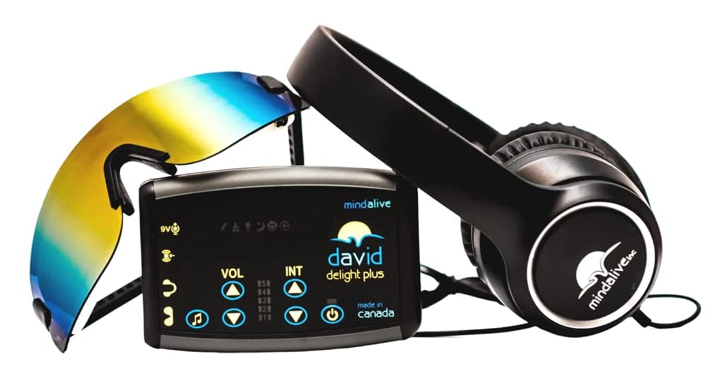 Biofeedback Stress David Delight Plus with Multi-Color LED Glasses - Best Light and Sound Mind Machine for Brain Training, Meditation, Relaxation, Sleep, Mood, Mental Clarity