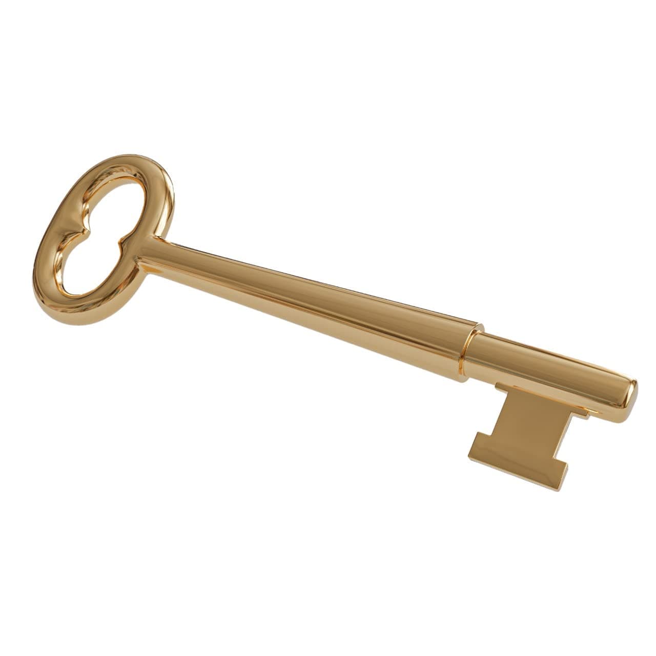 KY-30 Skeleton Key with Double Notched Bit for House Doors with Mortise Locks (Solid Brass)