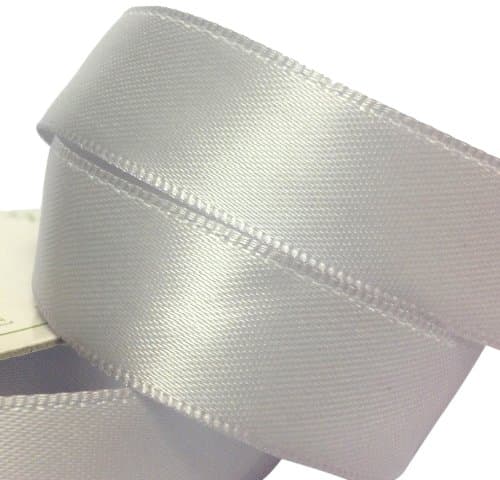 Three Kings 15 mm x 7 m Double Sided Satin Ribbon Roll, Silver Grey