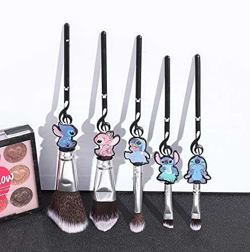 LEEMASING 5 Pcs Makeup Brush Set Simple Blush Eyeshadow Cosmetic Foundation Brushes Kit For Daily Makeup (Black)