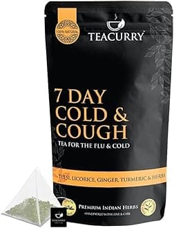 TEACURRY Cough and Cold Tea (4 Months Pack, 120 Tea Bags) - Helps with Runny Nose, Sore Throat, Congestion - Cough Cold Pack