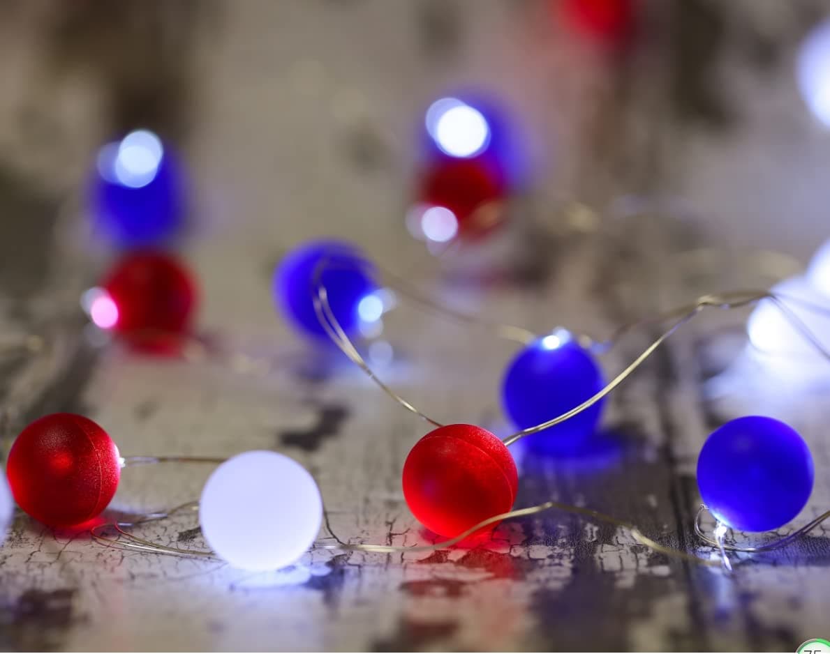 MIYA LIFEIndependence Day LED String Lights 10 ft 30 LEDs Copper Wire with The Remote &Timer USA American Ball for Patriotic Decoration Memorial Day Presidents Day