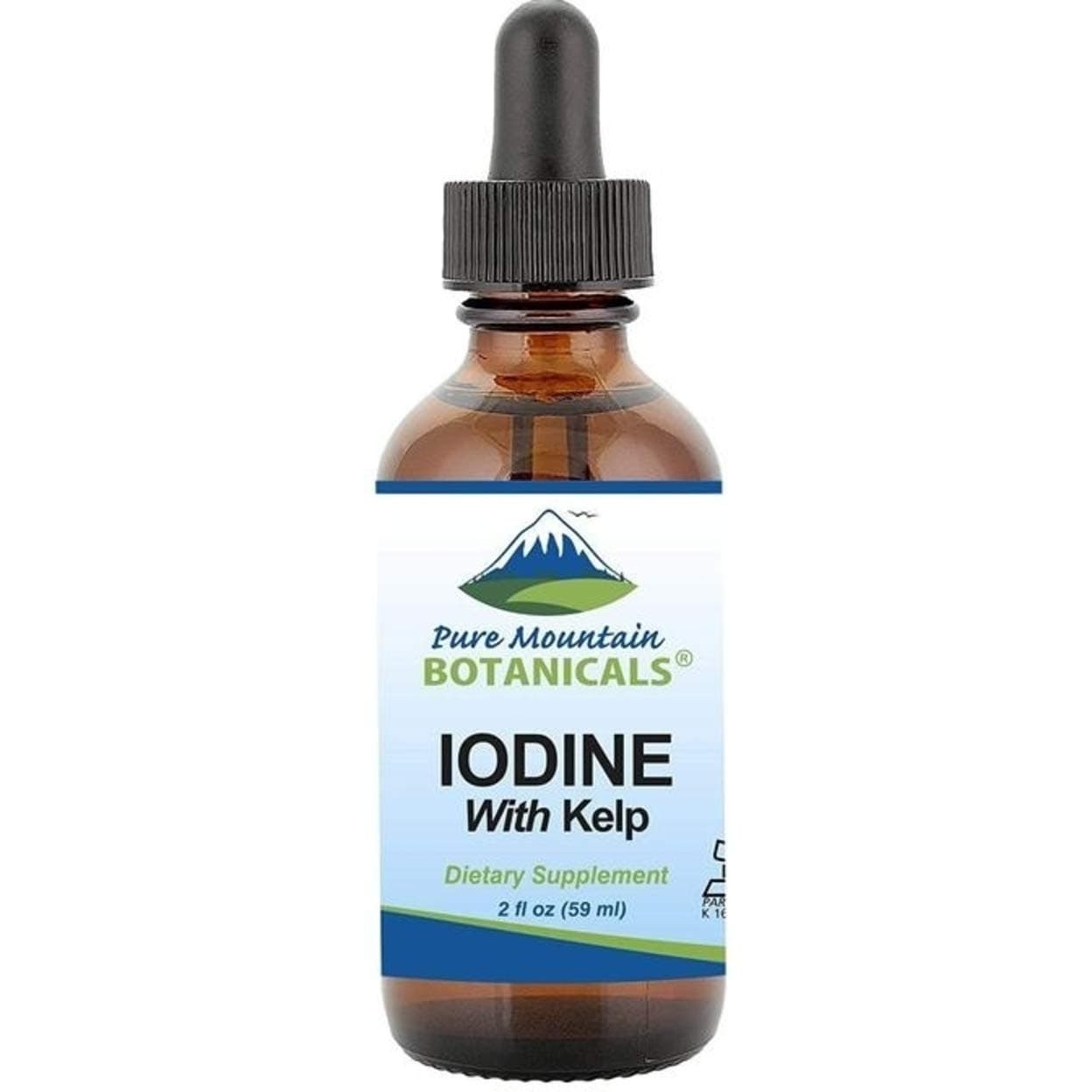 Liquid Iodine 0.3% Solution 2oz - Liquid Supplement with Organic Kelp - Kosher Vegan Iodide Drops Solution