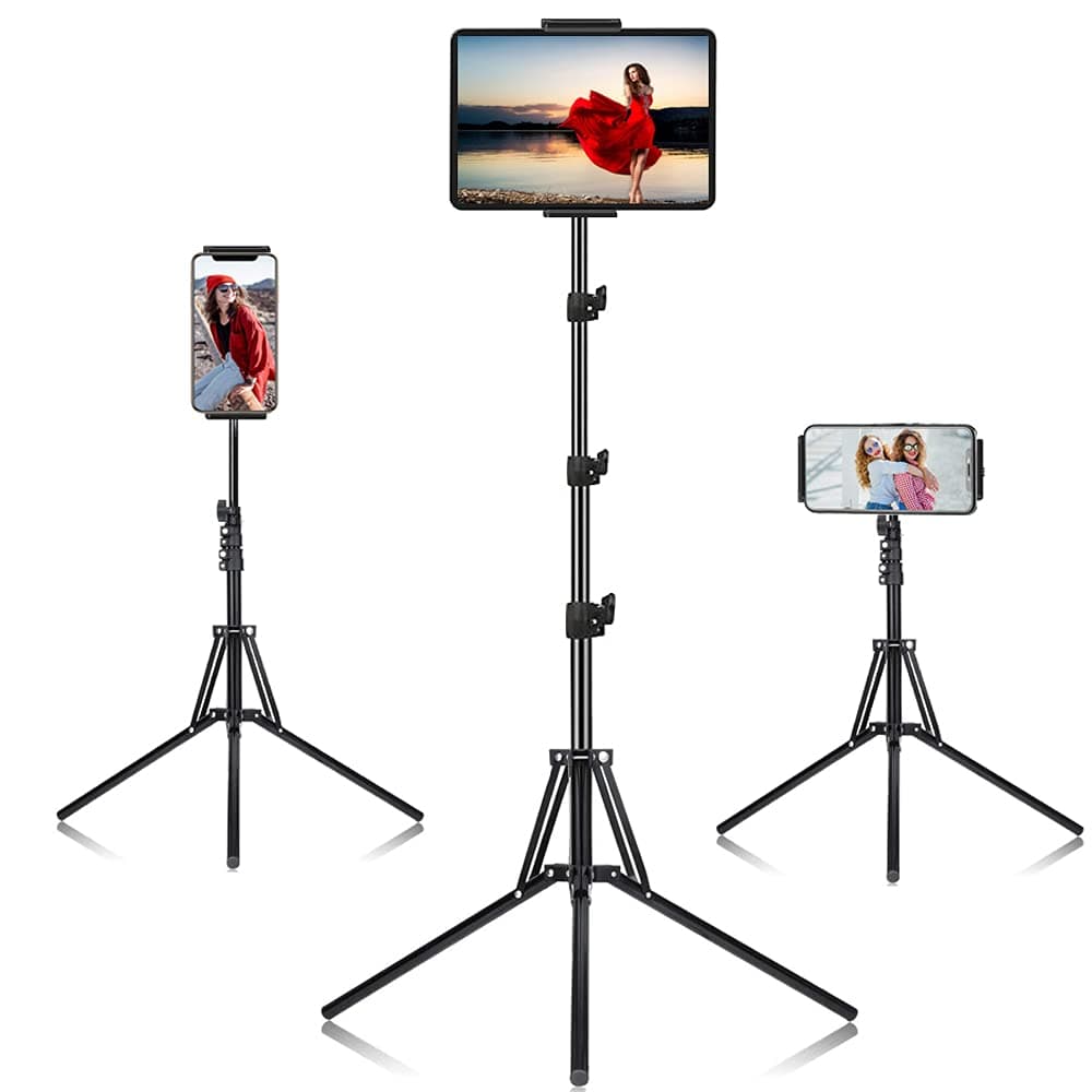 SAMHOUSING Ipad Tripod Stand, with 65 inch Height Adjustable iPad Stand Holder & iPad Floor Stand with 360° Rotating iPad Tripod Mount for iPad Pro, iPhone, Kindle, and All 4.5-12.9 Inch Tablets