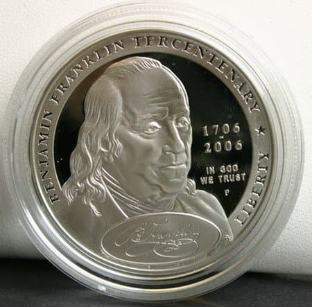 2006 Us Mint Ben Franklin Founding Father Silver Dollar