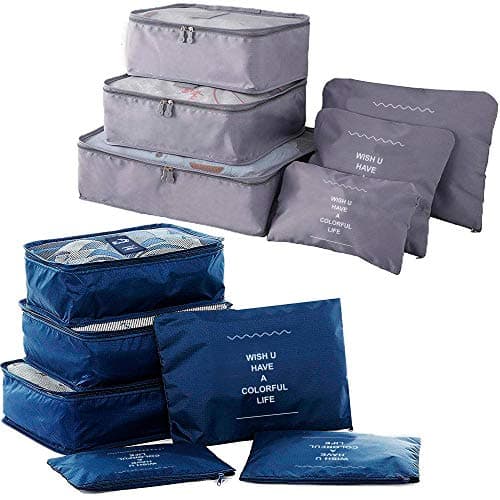 Packing Cubes 12 Piece (Two 6 Piece Sets)- June Bugz Travel Luggage Organizers with Laundry Bags, Lightweight Pouches. Accessories for Suitcases,Carry-on, Backpacks Weekenders, Cruise, Business trips