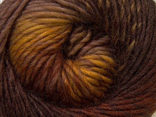 (1) 100 Gram Magic Wool Deluxe Self-Striping Worsted Weight Yarn - Brown, Auburn, Gold