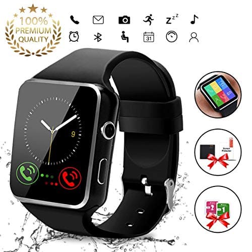 Smart Watch, Bluetooth Smartwatch Touch Screen Wrist Watch with Camera/SIM Card Slot,Waterproof Smart Watch Sports Fitness Tracker Android Phone Watch Compatible with Android Phones Samsung Huawei