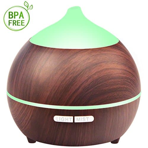 Mulcolor Essential Oil Diffuser, 2Pack 250ml Aromatherapy Diffuser for Essential Oils, Aroma Oil Diffuser Humidifier, Ultrasonic Diffuser Wood Grain, Waterless Auto Shut off, 7 Colors Light