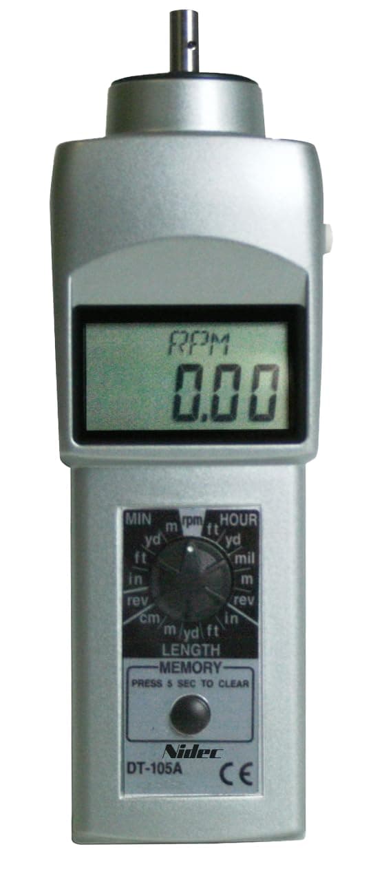 DT-105A Handheld Tachometer with 6" Wheel, LCD Display, 0.10 - 25000rpm Range