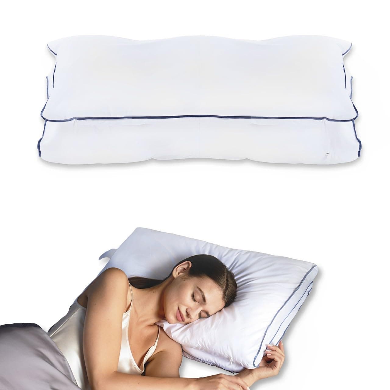 Feather Cervical Neck Bed Pillows, Innovative Down and Memory Foam